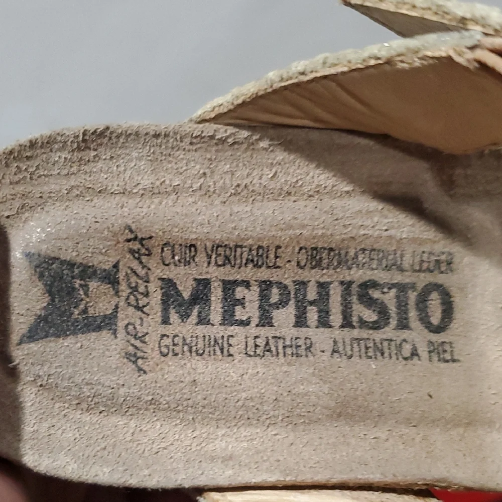 Mephisto Air Flex Gold Leather Wedge Sandals